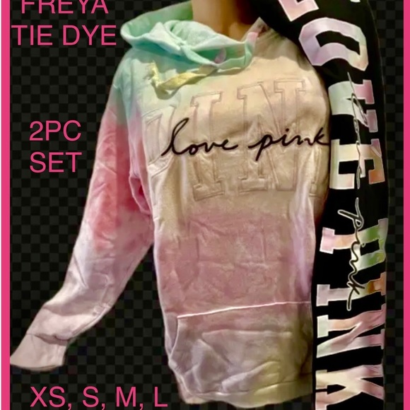 NEW VICTORIAS SECRET PINK FREYA TIE DYE TEE SHIRT & SHORTS (OR LEGGINGS) XS-XXL - Picture 10 of 12